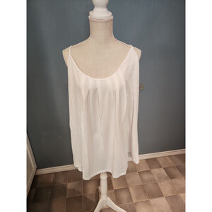 NWT Amazon Essentials ruched scoopneck adjustable straps flowy white tank top
